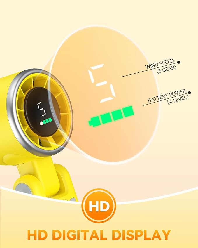PlayHot Portable Handheld Turbo Fan, 5-Speed Personal Fans, 5000mAh - Image 7