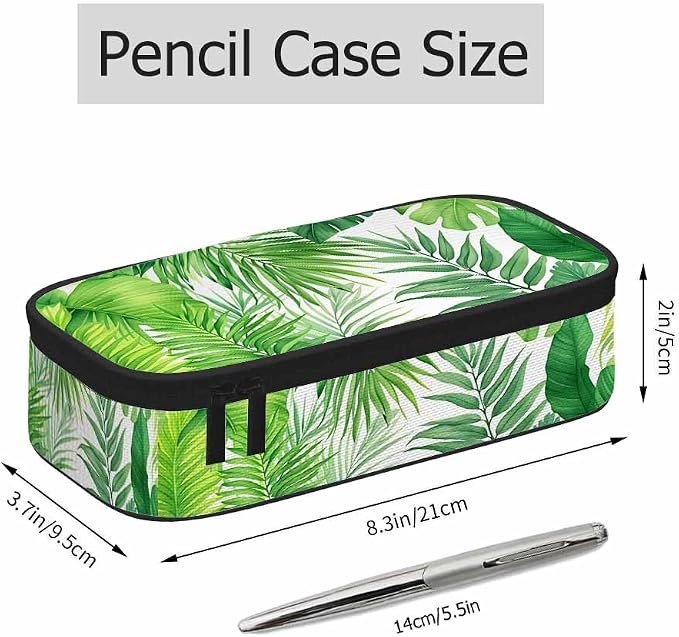 Palm Leaves Pencil Case Green Tropical Plant Pencil Bag Pen Markers Pouch - Image 2