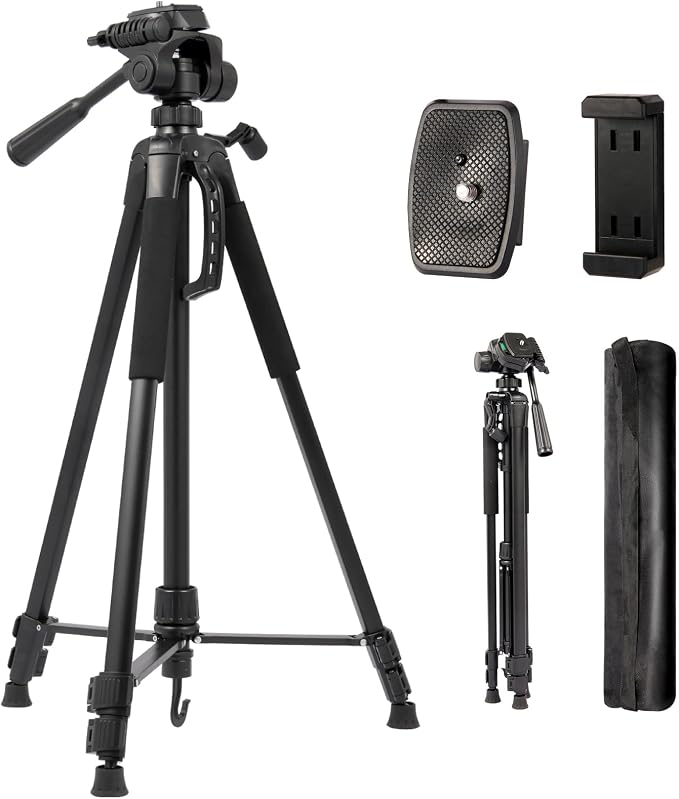 Tripod Stand for Camera & Cell Phone, 68” Professional Stand by Vunvooker