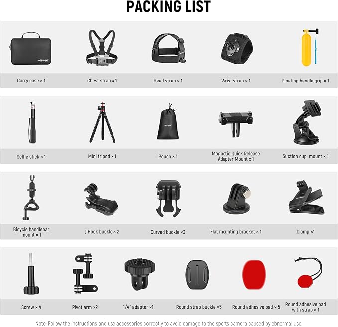 NEEWER 35 in 1 Action Camera Pro Accessories Kit Compatible - Image 7