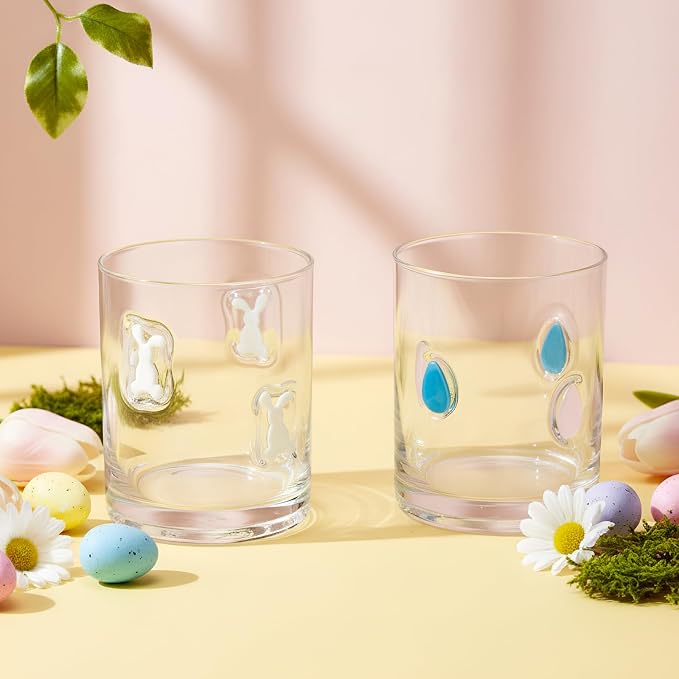 Skylety 2 Pcs Easter Icon Juice Glasses Bunny Drinking Cups Gifts Easter Rabbit by Skylety
