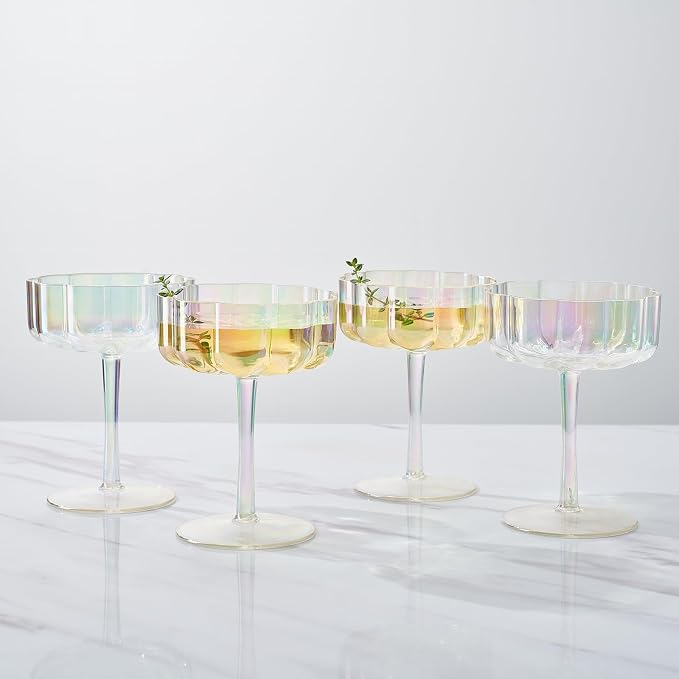 Khen Shatterproof Acrylic Flower Wavy Vintage Art Deco Martini, Champagne & - Image 8