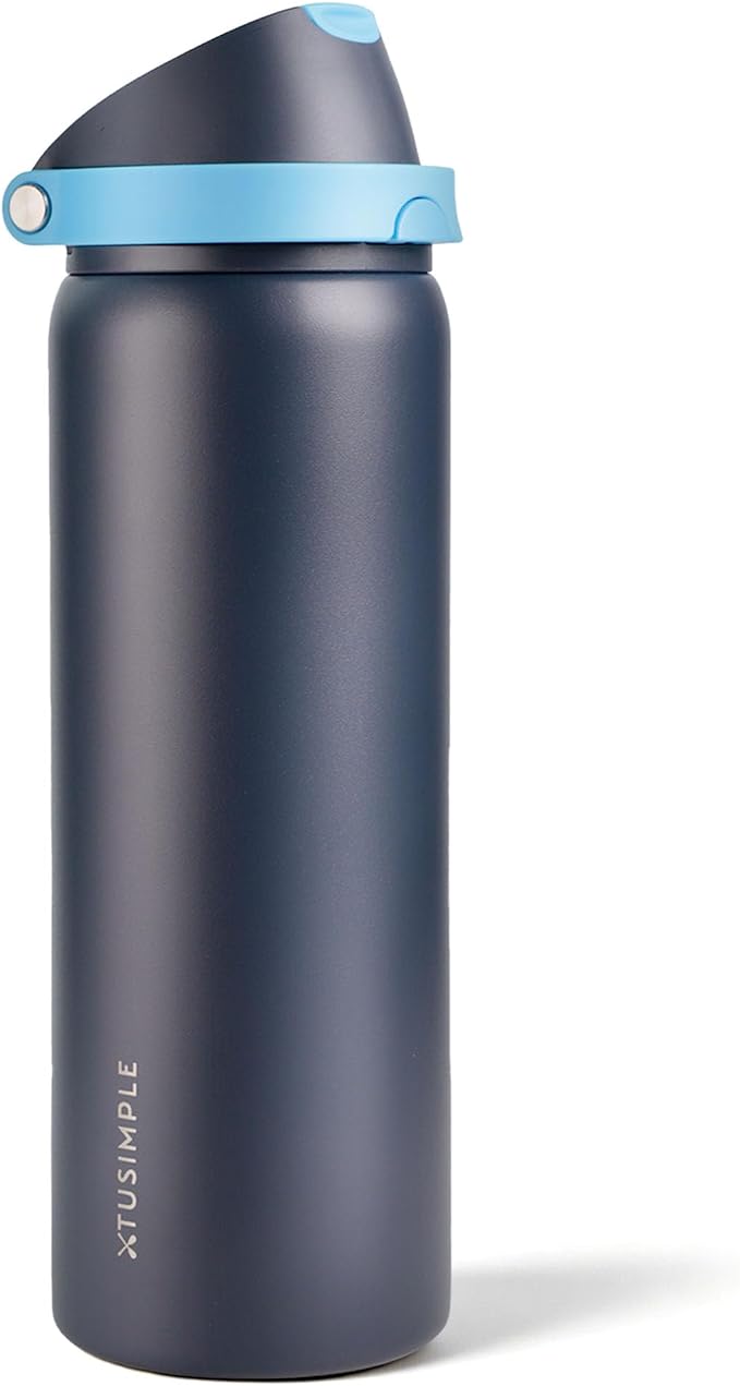 32 oz Insulated Water Bottle for Travel, 2-in-1 Quick Flip Straw and Push by XTUSIMPLE