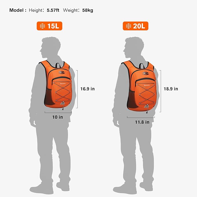 Ultra-Light Soft Daypack 15L/20L, Cushioned Breathable Back Panel Backpack - Image 5