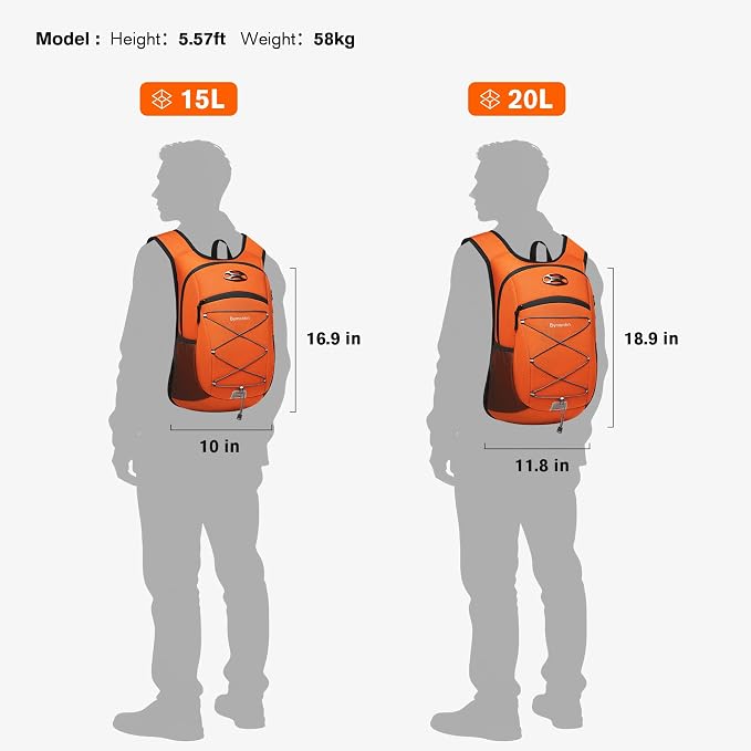 Ultra-Light Soft Daypack 15L/20L, Cushioned Breathable Back Panel Backpack - Image 6