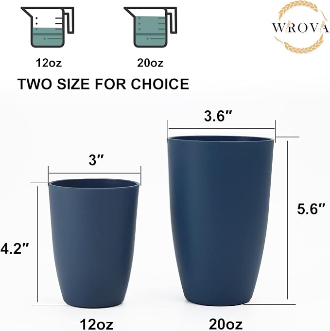 Wheat Straw Cups 6 PCS Good Alternative to Plastic Reusable Cups 12 oz - Image 3