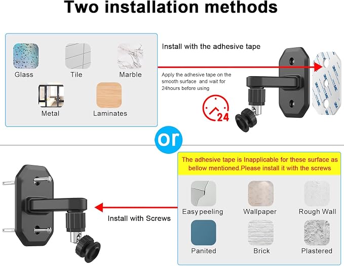2Pack Adhesive Wall Mount Adjustable Security Wall Mount Bracket - Image 4