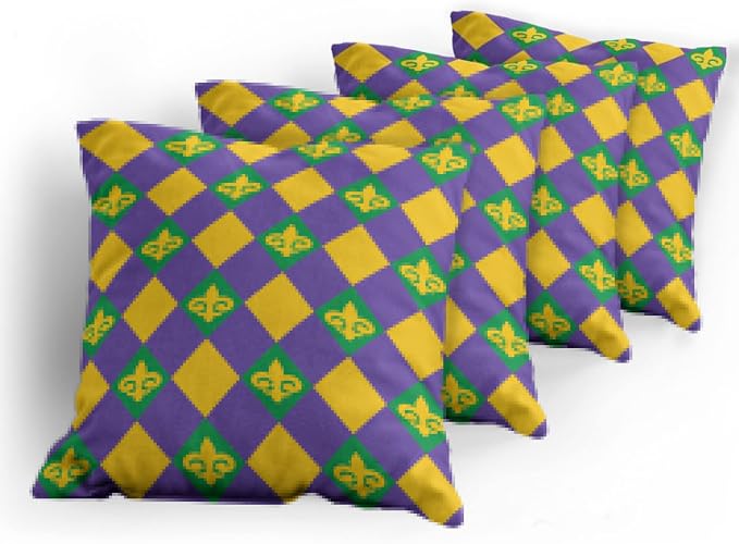 Ambesonne New Orleans Throw Pillow Cushion Case Pack of 4, Mardi Gras Themed - Image 5