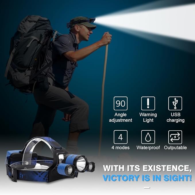 BORUIT B21 Headlamp Rechargeable, LED Super Bright Head Lights - Image 2