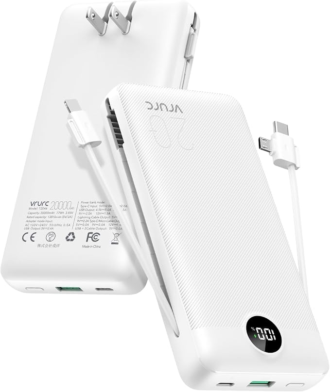 VRURC Power Bank 20000mAh, Fast Charging Portable Charger USB C, 4 Output 2 by Home