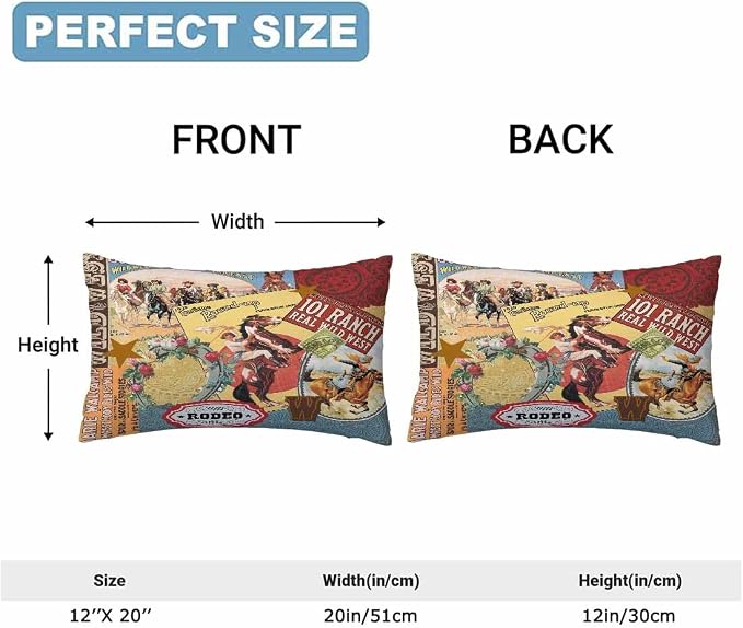 Cowgirls Wild West Pillow Covers 12 X 20 Far East Rodeo Round Up Win Ride Horse - Image 2
