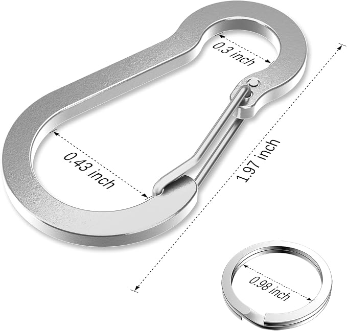 sprookber 2" Small Carabiner Clip, D Ring Caribeener, Spring Snap Hook - Image 2