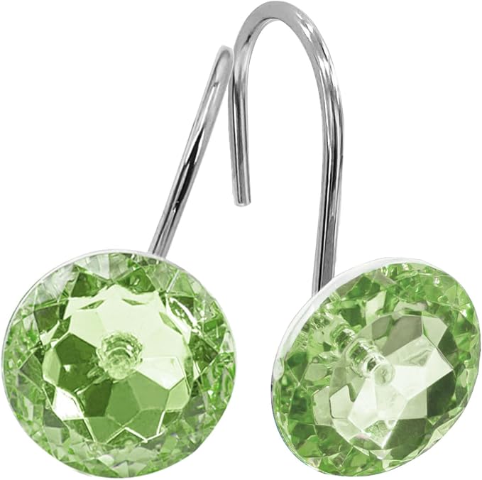 MitoVilla Sage Green Shower Curtain Hooks Rings, Metal Shower Hooks by MitoVilla