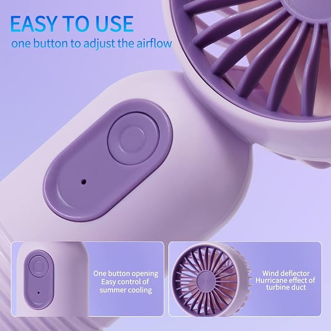 VanSmaGo 3 PCS Portable Handheld Mini Fans, USB Rechargeable Personal Fan - Image 3