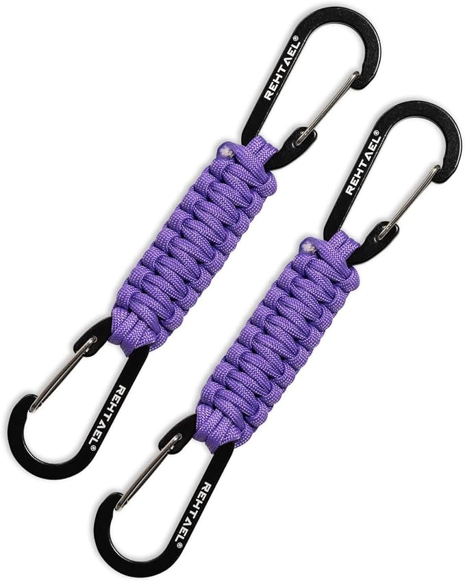 Paracord Braided Carabiner Keychain Lanyard Strap, Hanger Stroller Hook w/2 by REHTAEL