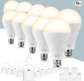 10Pack Rechargeable Emergency Light Bulb, A19 9W Warm White 3000K Self-Charging by ALUOCYI