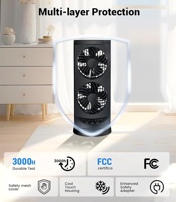 Personal Tower Fan for Bedroom, Portable Desk Table Fan，3 Speeds Cooling - Image 5