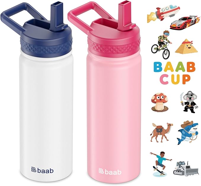baab 18oz Kids Water Bottle, Insulated Water Bottle by baabKidWatterBottle