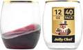 JOLLY CHEF 12 oz 40 Pack Gold Plastic Wine Glasses Stemless, Shatterproof by JOLLYCHEF