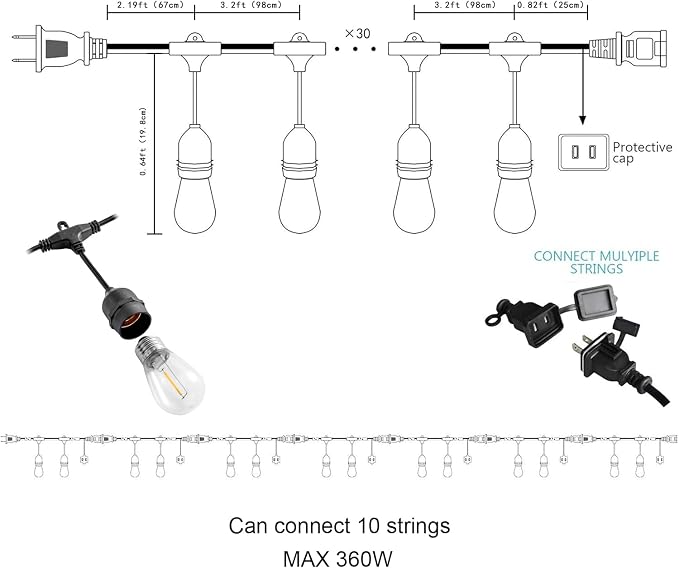 Banord Outdoor String Lights, 105FT Waterproof Patio Lights - Image 4