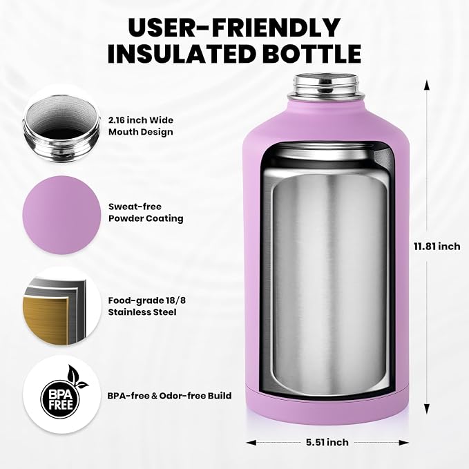 RAYMYLO One Gallon Water Bottle Insulated, Triple Walled Vacuum Stainless Steel - Image 5