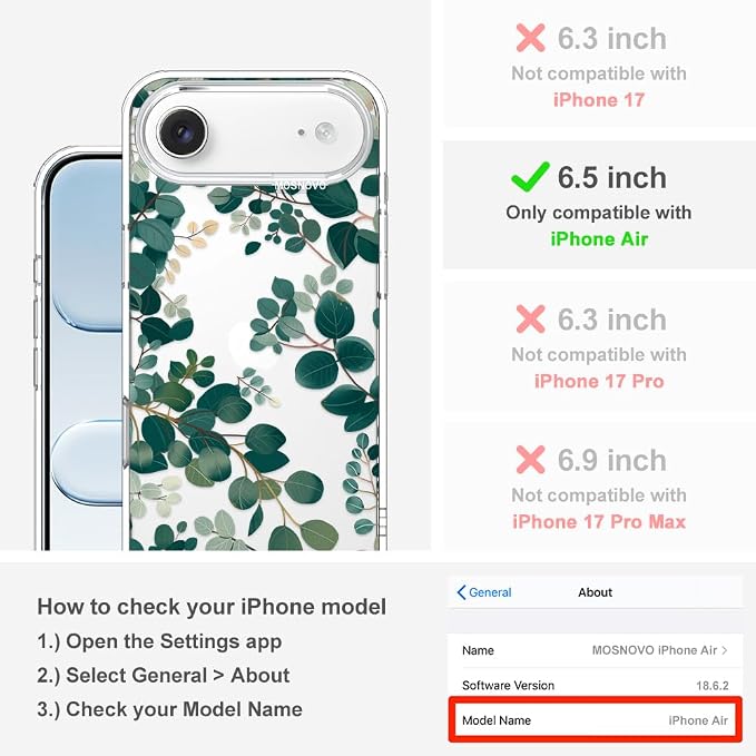 MOSNOVO for iPhone Air Case | Military Grade 6.6ft Drop Tested | Camera Control - Image 2