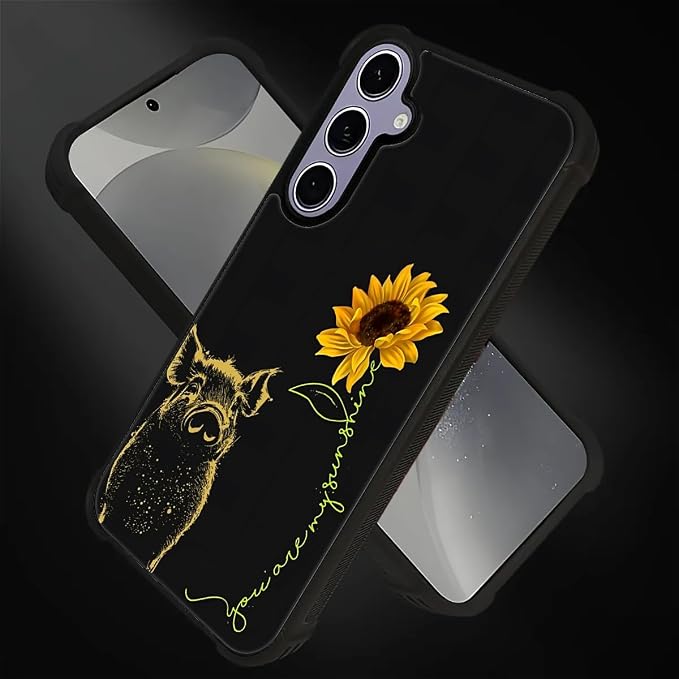 for Samsung Galaxy S24 S25 Case, Pig Sunflower Yellow Sunshine Pattern Graphic - Image 2