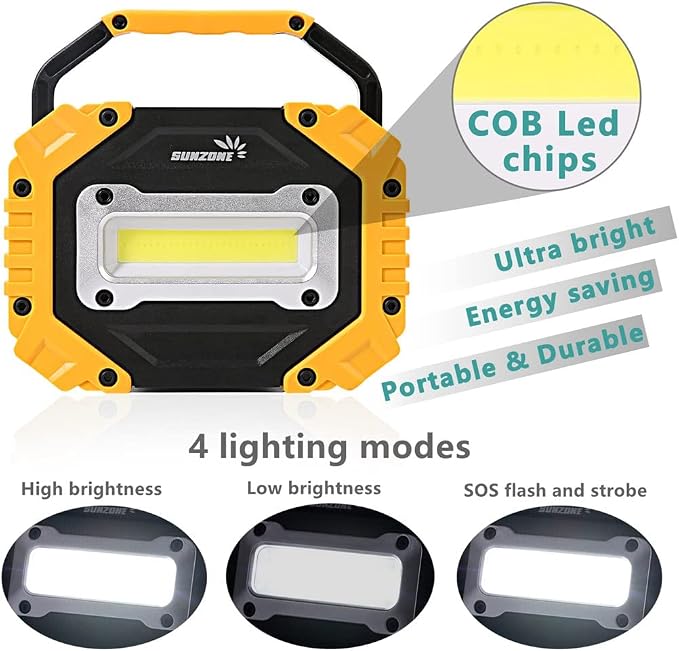Sunzone Portable LED Work Light, AA Battery Powered Flood Lights, Super Bright - Image 2
