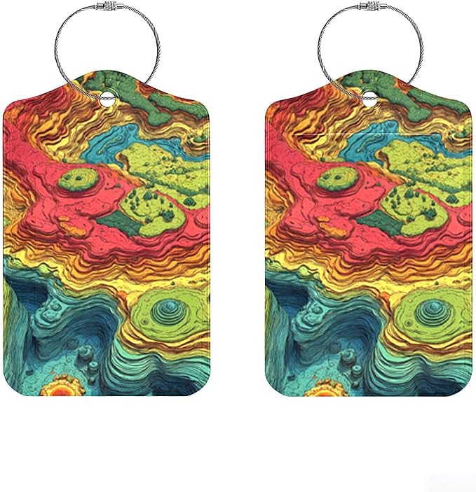 2Pcs Topographic Art Luggage Tags by Cmialusie