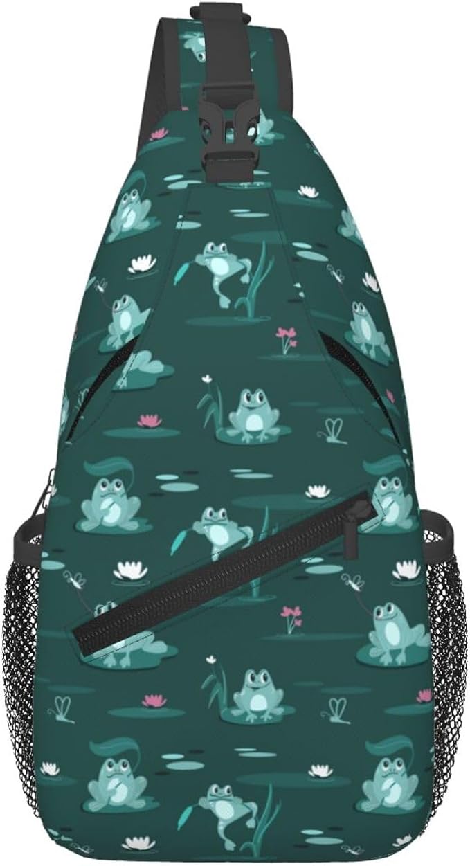 Funny Frogs In The Swamp Sling Bag by Unknown
