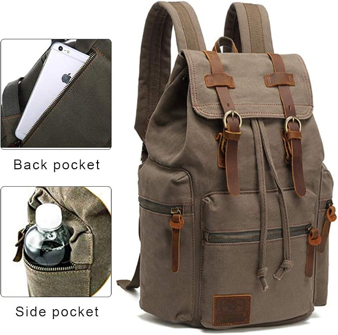 AUGUR High Capacity Canvas Vintage Backpack - Image 6