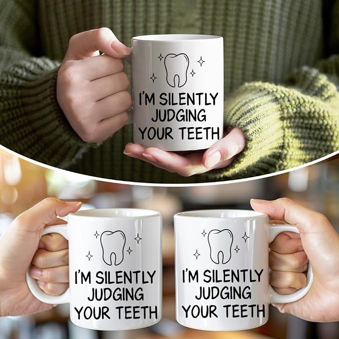 RZHV I'M Silently Judging Your Teeth Funny Coffee Mug, Thank You Birthday Gifts - Image 5