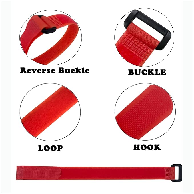 10 Pack Reusable Fastening Cable Ties and Cable Straps Red Color, Adjustable - Image 4