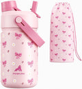 12 oz Insulated Water Bottle for Girls: 2-in-1 Straw Spout Lid, Easy Carry by POWCAN