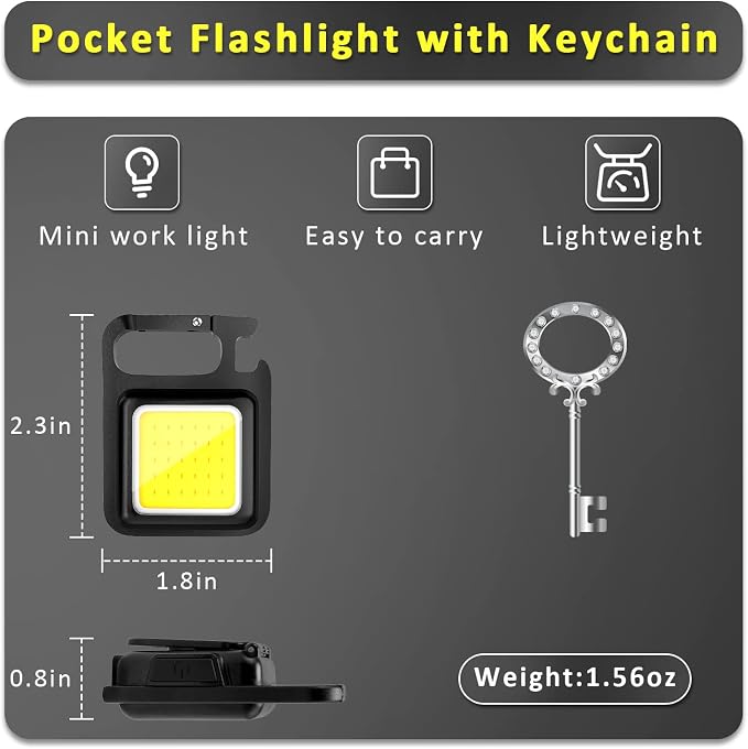 MAKDAK COB Rechargeable Keychain Flashlight 4Pack, High Lumen Super Bright LED - Image 5