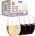 TaZa Outdoor Wine Glasses Stemless, 20oz Set of 4, Unbreakable Tritan Plastic by TaZa