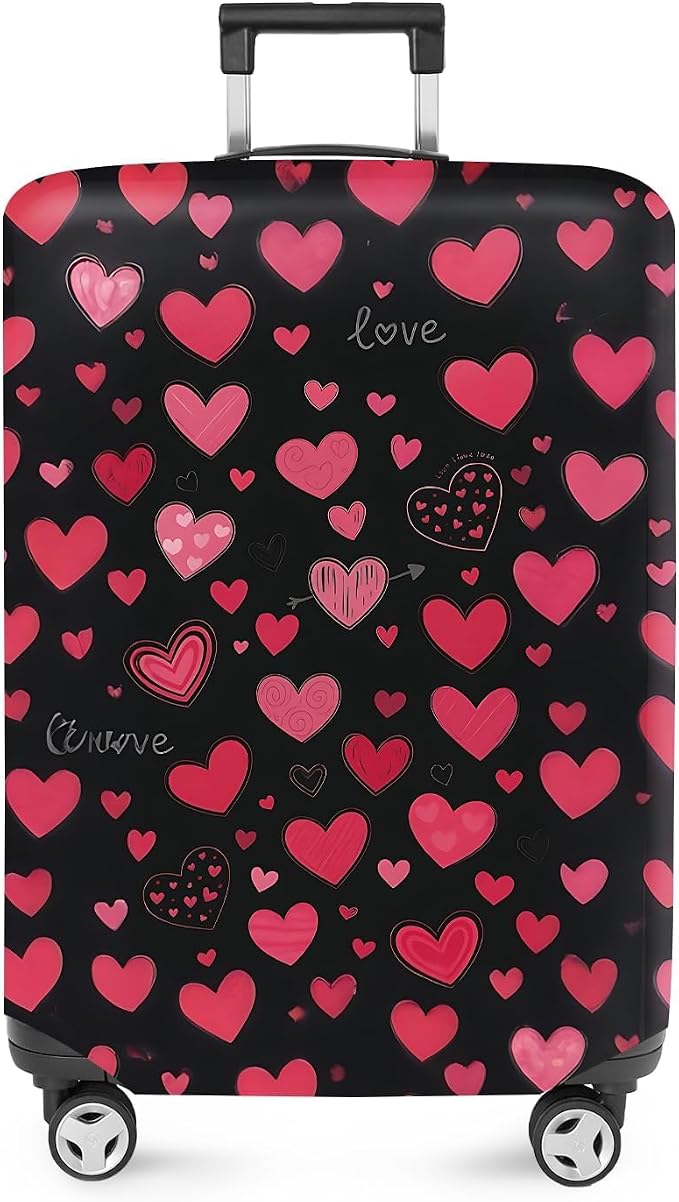 ANNA QUEEN Heart Pattern Luggage Cover, Love Theme Suitcase Protector, by ANNAQUEEN