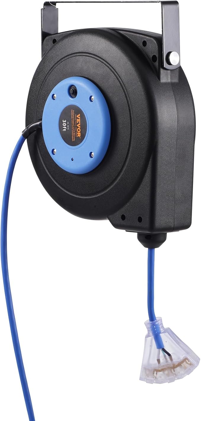 VEVOR Retractable Extension Cord Reel, 30 FT, Heavy Duty 16AWG/3C SJTOW - Image 11