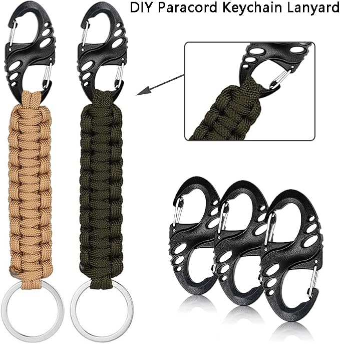 12 Pack 2" Carabiner Clip Plastic S Carabiner Clips Paracord Keychain Hooks - Image 3