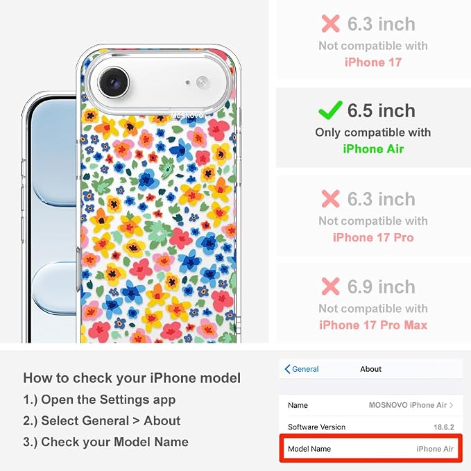 MOSNOVO for iPhone Air Case | Military Grade 6.6ft Drop Tested | Camera Control - Image 2