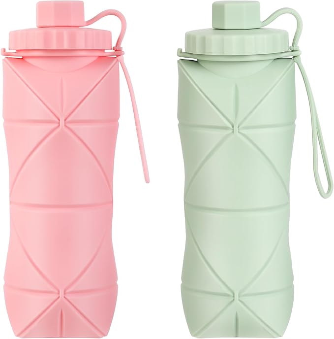 YCT Collapsible Silicone Travel Water Bottle 20oz, Reuseable Leakproof BPA Free by YCT