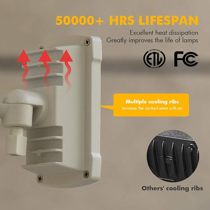 LUTEC 2 Packs 14W LED Flood Light Outdoor, 1300LM 5000K Single-Head Floodlight - Image 6