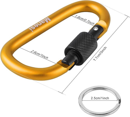 10 Pack Aluminum D Ring Key Rings Clips Locking Carabiner - Image 2