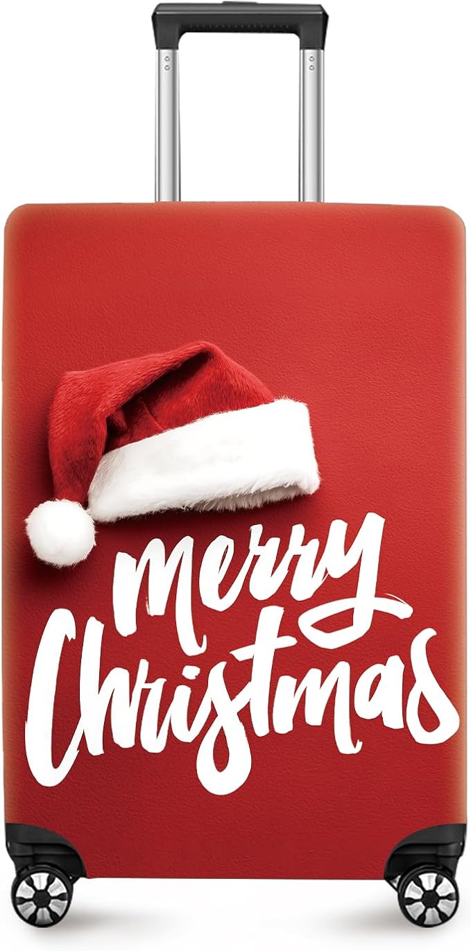 ANNA QUEEN Merry Christmas Luggage Cover, Santa Hat Holiday Design Suitcase by ANNAQUEEN