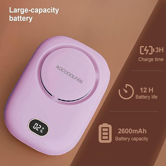 Portable Neck Fan, Mini Small Personal Handheld Fan USB Rechargeable 3 Speed - Image 3