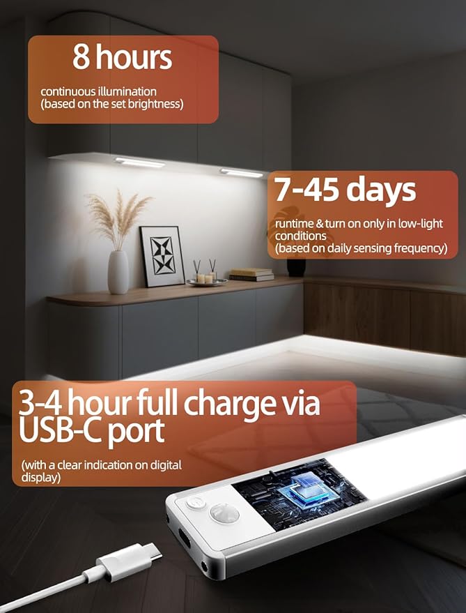 Under Cabinet Motion Sensor Lighting: 12 Inch Dimmable Rechargeable Lights - Image 5
