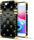 Compatible with iPhone 8 7 SE Case, Shiny Black Sofa Crystal Luxury Golden by Unknown