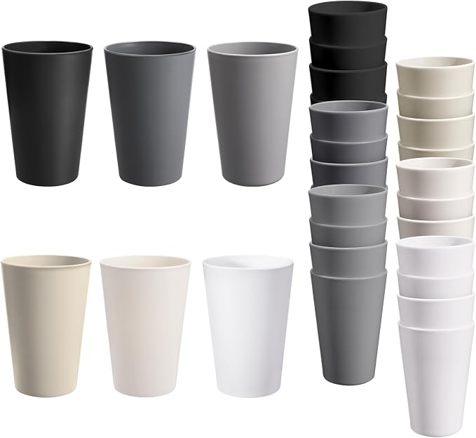 24 Pcs Unbreakable Plastic Cups Set, 14 oz Reusable Plastic Cups, Stackable by StayHealthyStayHappy