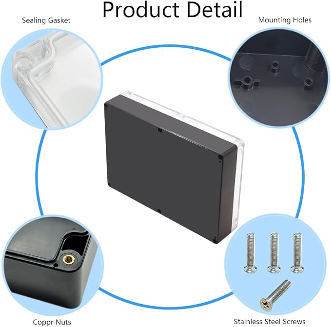 Project Box IP65 Waterproof Junction Box ABS Plastic Black Electrical Boxes DIY - Image 5