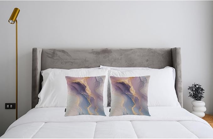 Swono Marble Throw Pillow Case, Luxury Pink Gold Marble Square Home Decorative - Image 3